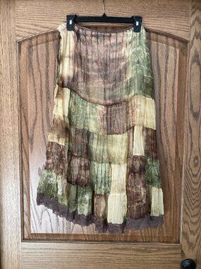 Crinkle Skirt, Sage Green, Brown, and Cream. Atmosphere brand